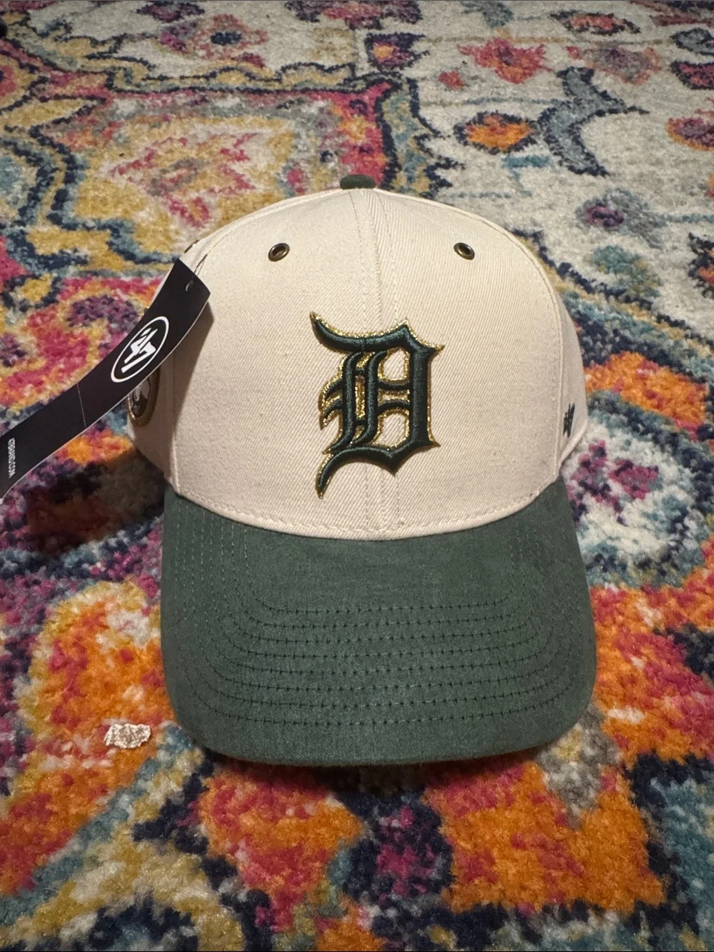'47 Brand Cream and Green Detroit D Baseball Cap